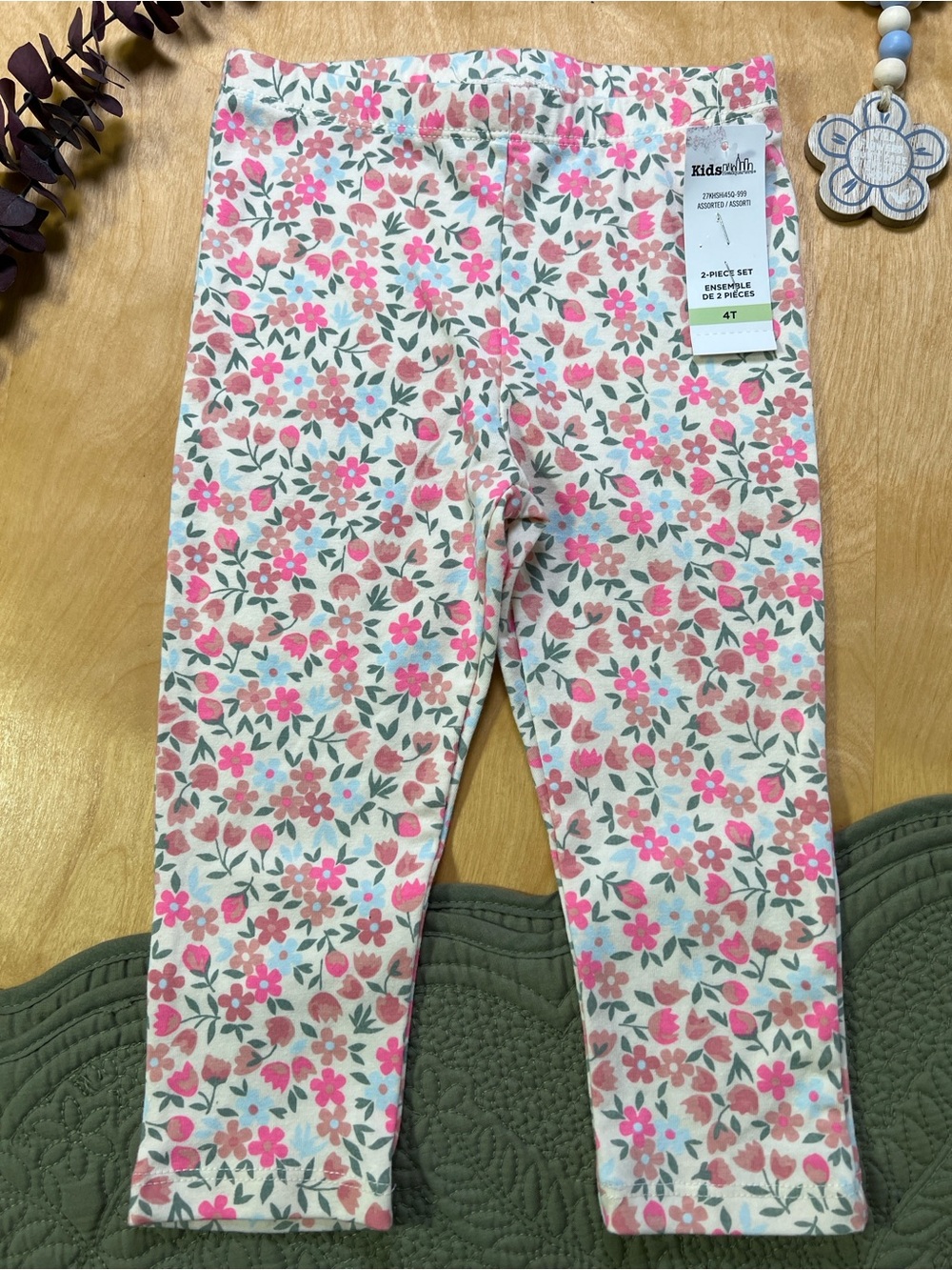 Kids Headquarters Pink Floral Leggings for Girls